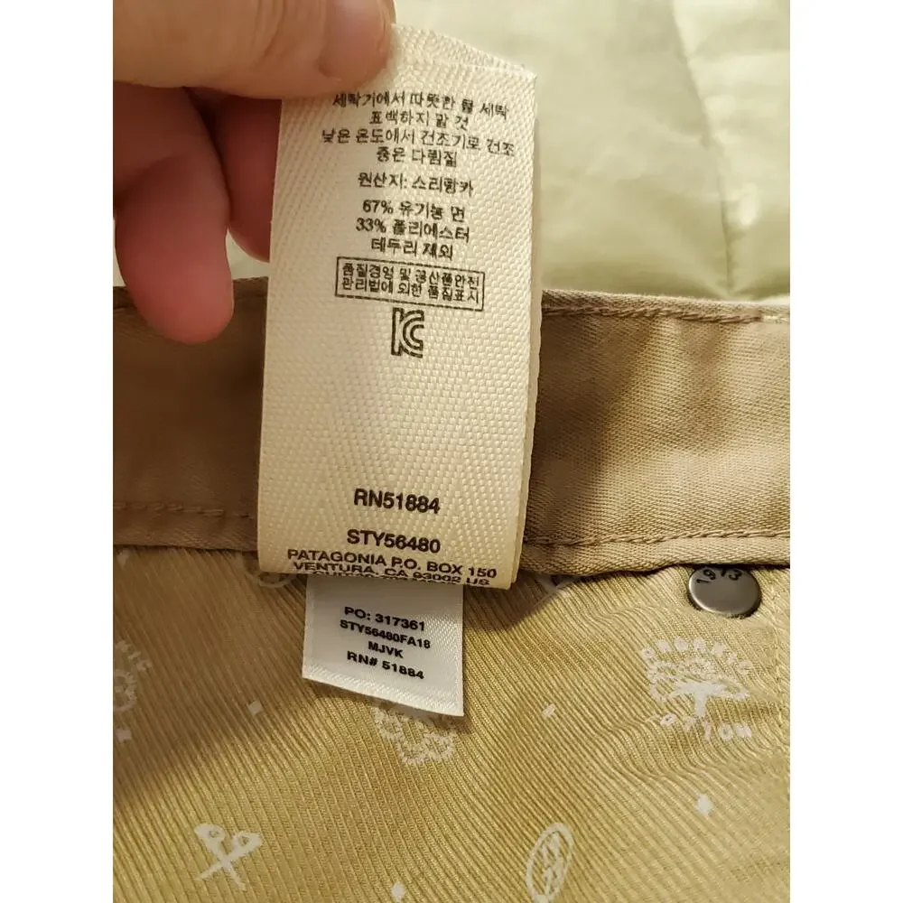 Patagonia Iron Clad Straight Pants Mens 32x30 Khaki Tan Organic Cotton Workwear